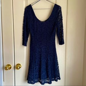 suzy shier navy blue lace dress